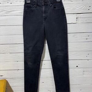 Levis Premium 721 High Rise Skinny Jeans Faded Black Denim Womens 26
